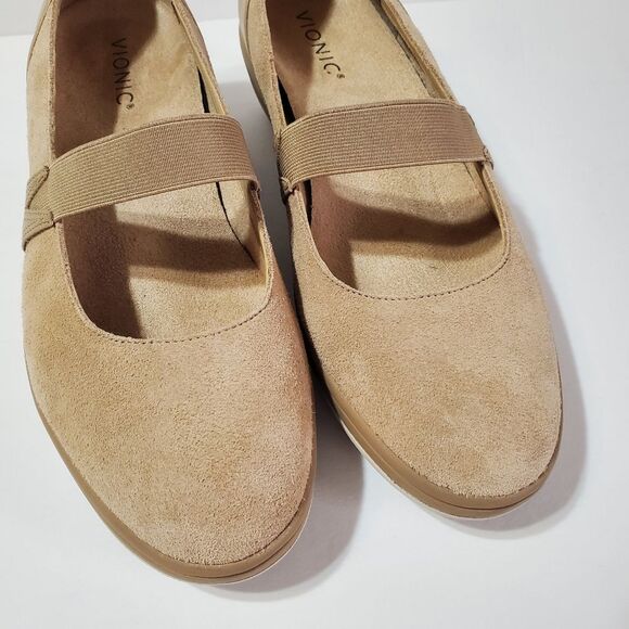 Vionic Womens Suede Neutral Tan Slip-On Mary Janes 9W - Picture 4 of 14